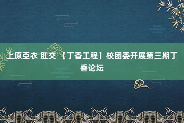 上原亞衣 肛交 【丁香工程】校团委开展第三期丁香论坛